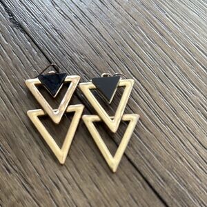90s Geometric Gold and Black Triangle Earrings